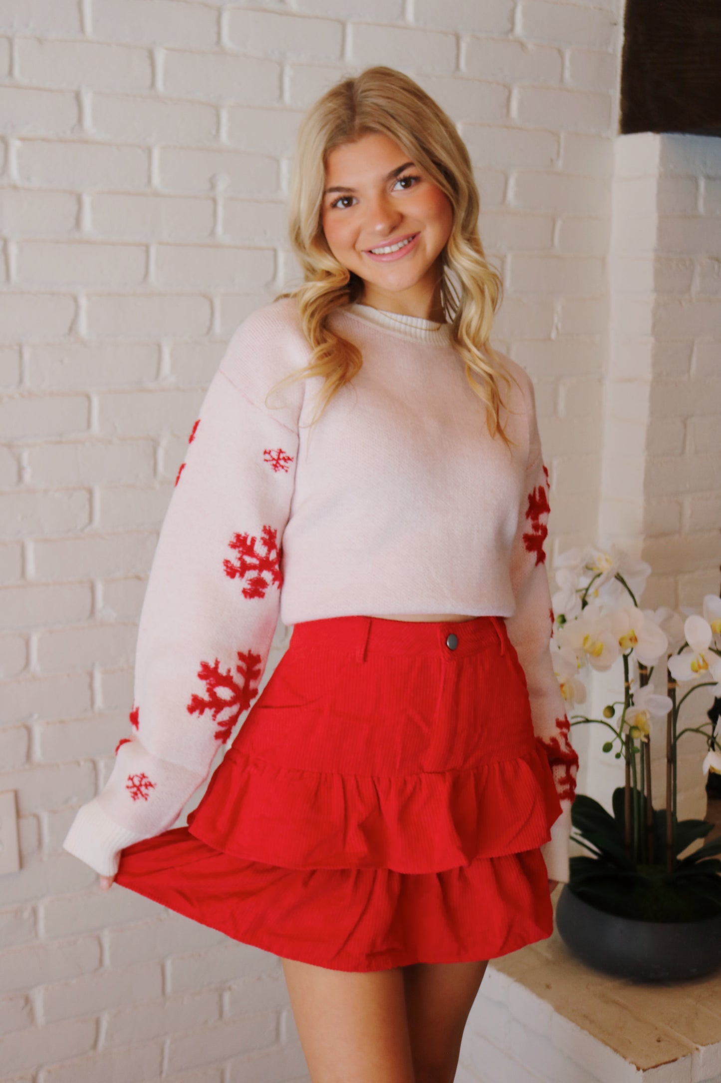 Ruffle Corduroy Mini Skort