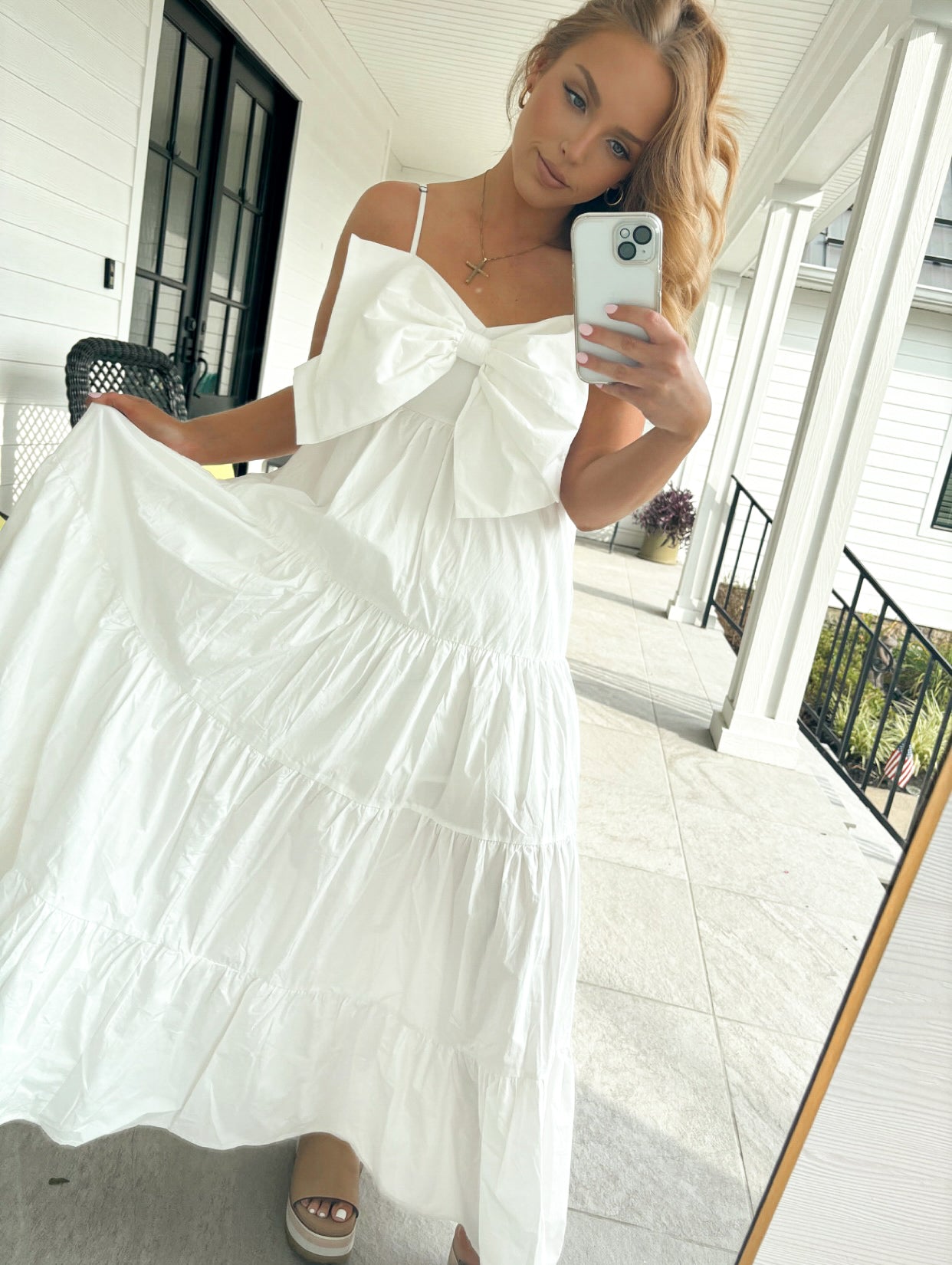 Bow Tiered Midi Dress