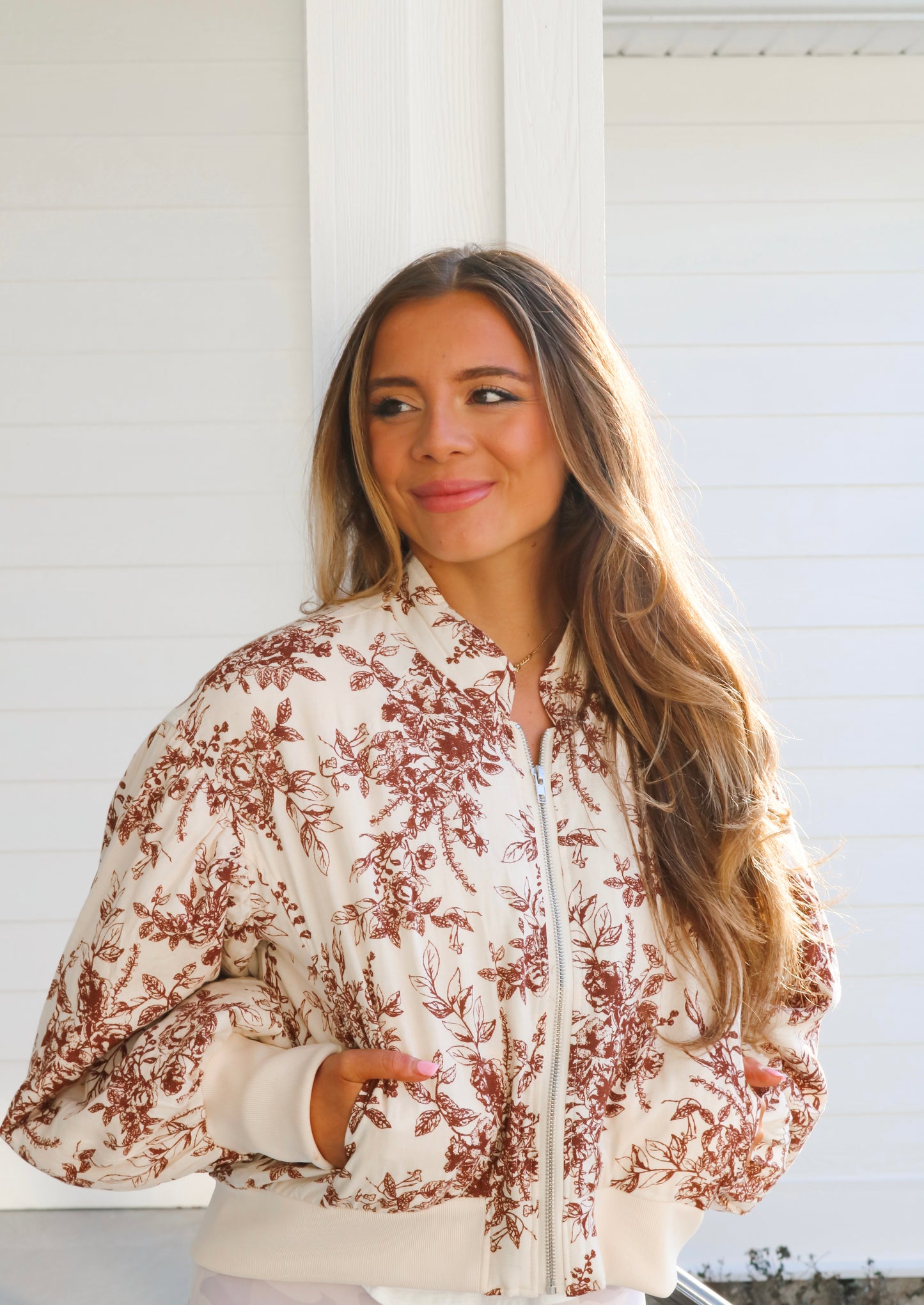 Floral Print Bomber Jacket