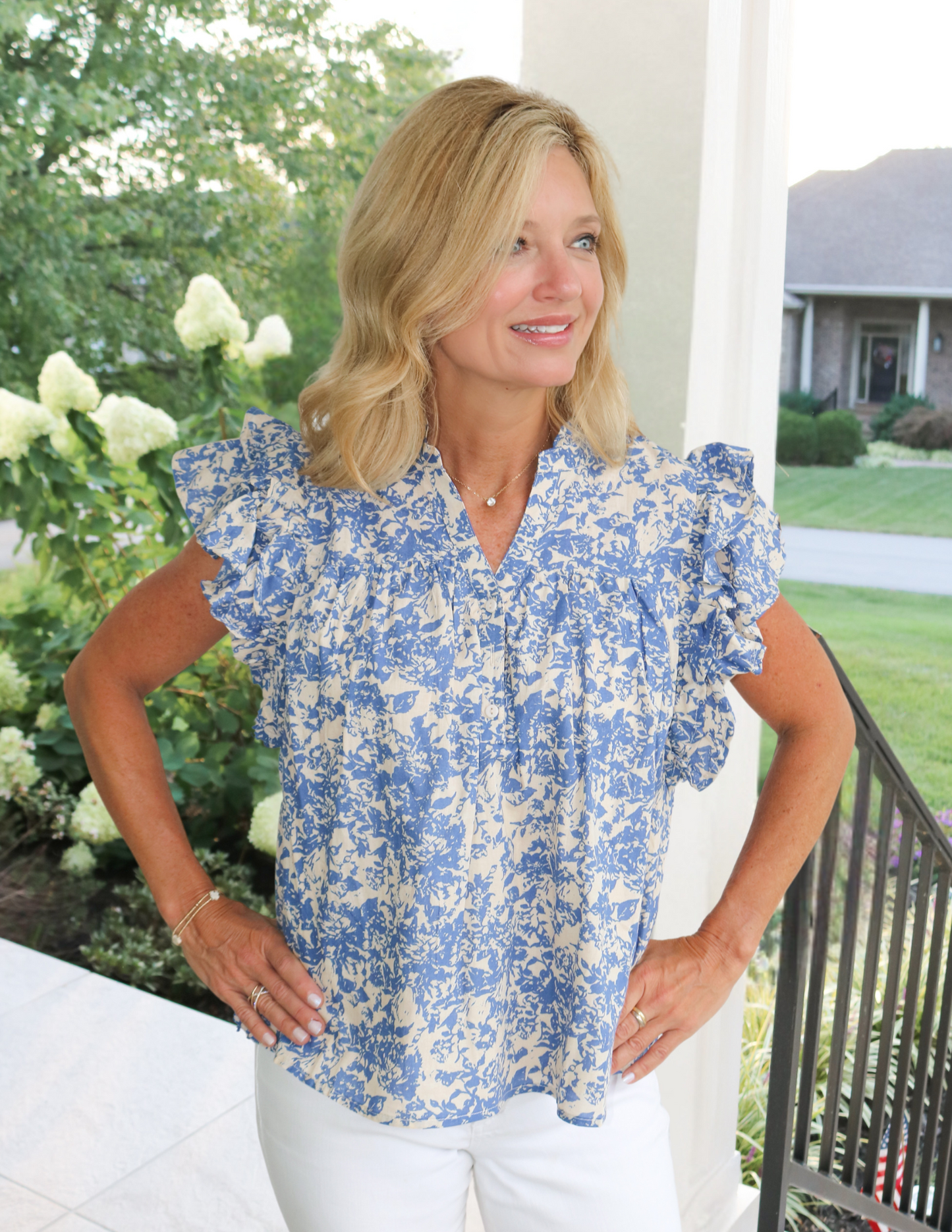 Flutter Sleeve Button Down Top