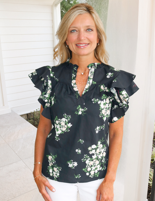 Emerson Floral Split Neck Top