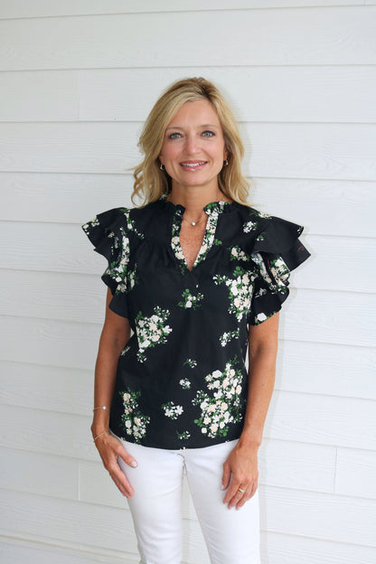 Emerson Floral Split Neck Top