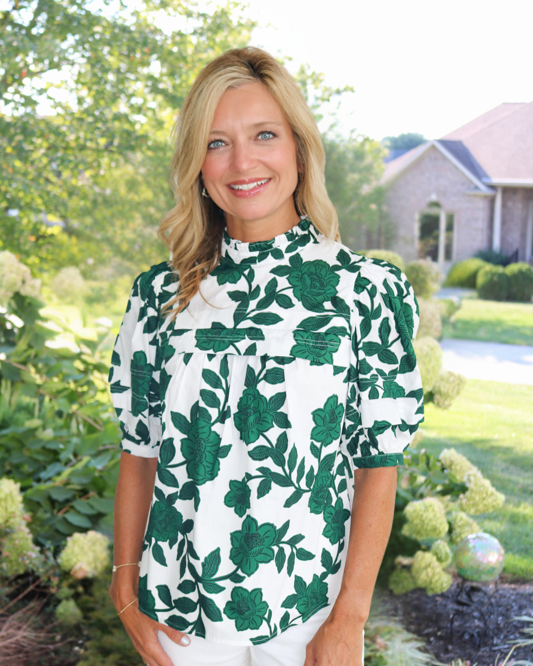 Evergreen Neck Blouse