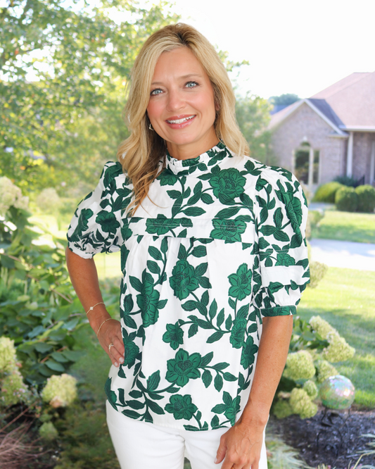 Evergreen Neck Blouse
