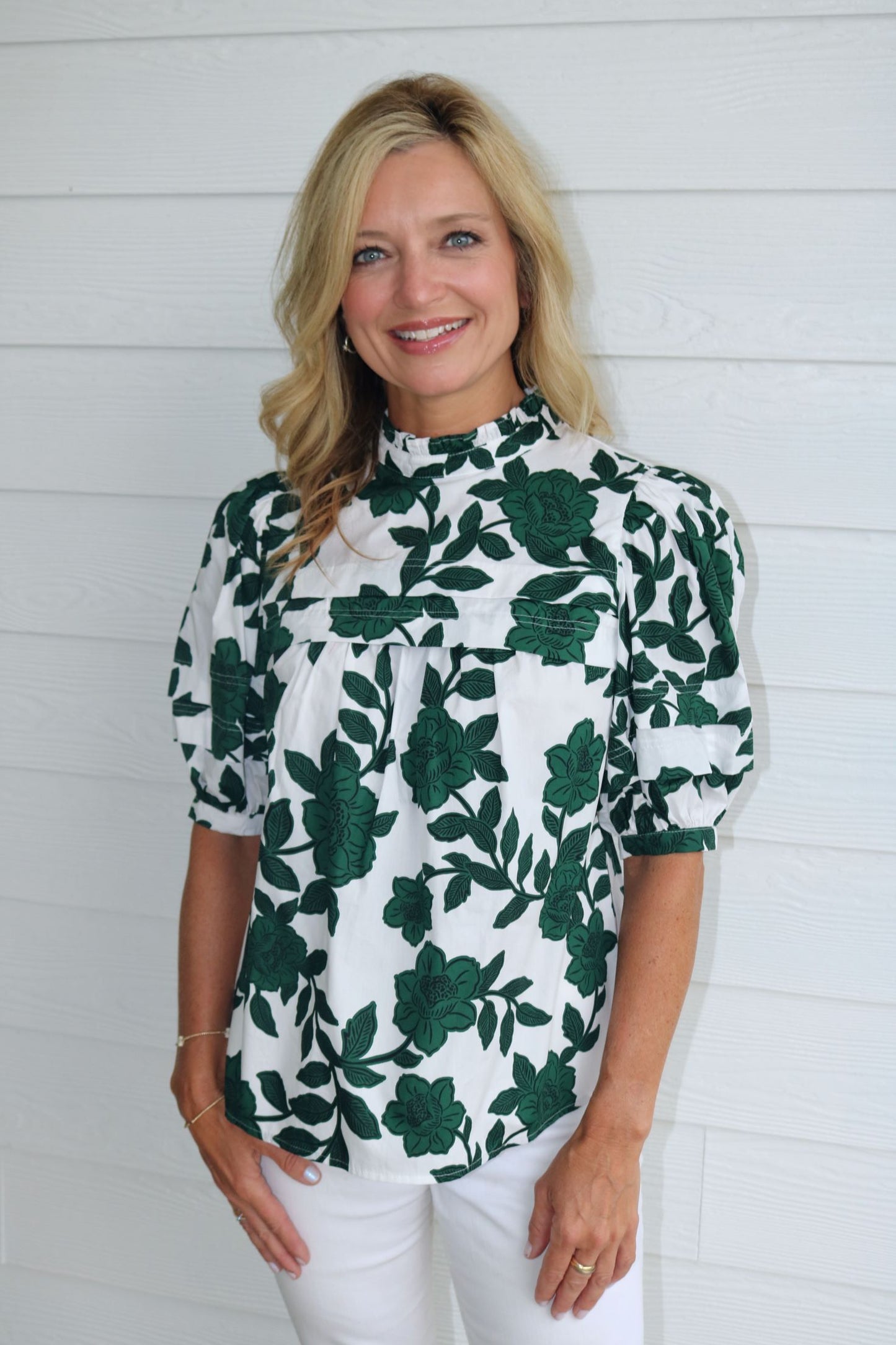 Evergreen Neck Blouse