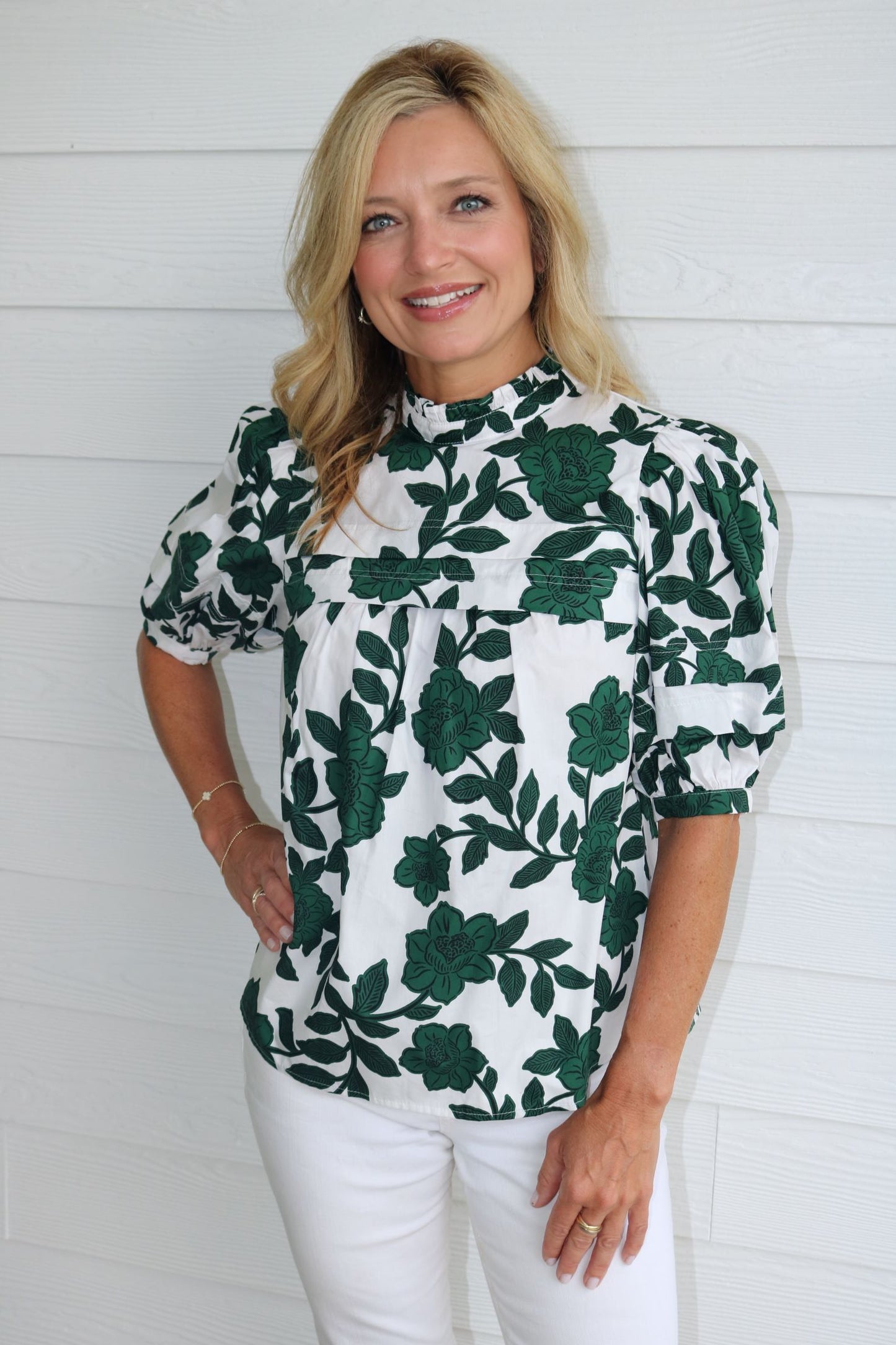 Evergreen Neck Blouse