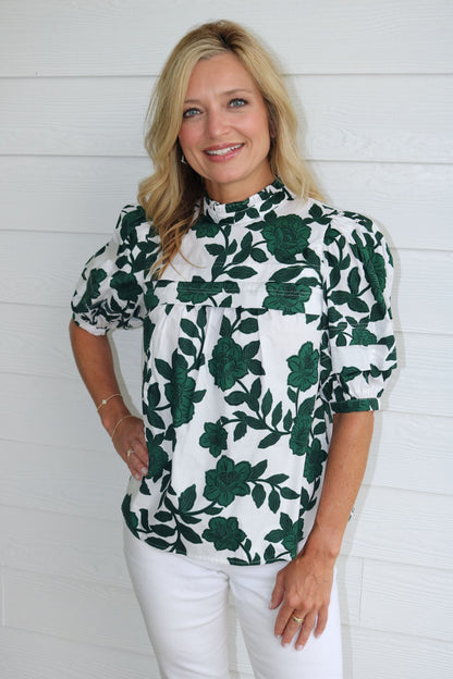 Evergreen Neck Blouse