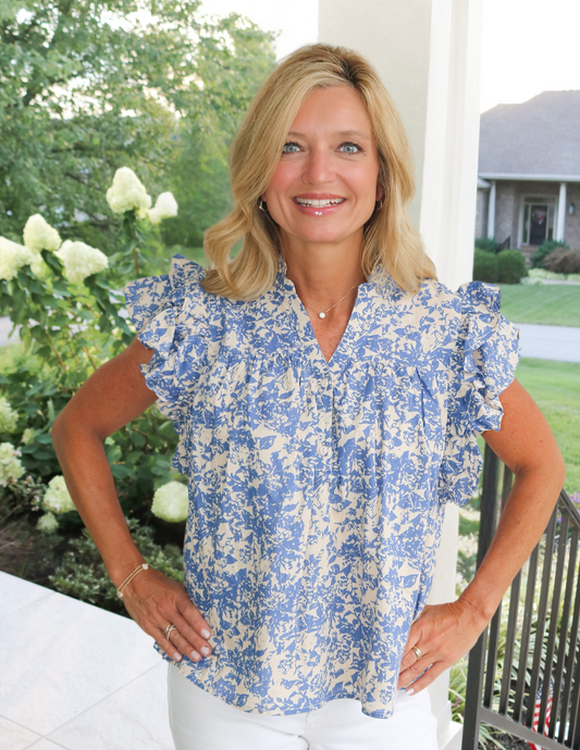 Flutter Sleeve Button Down Top