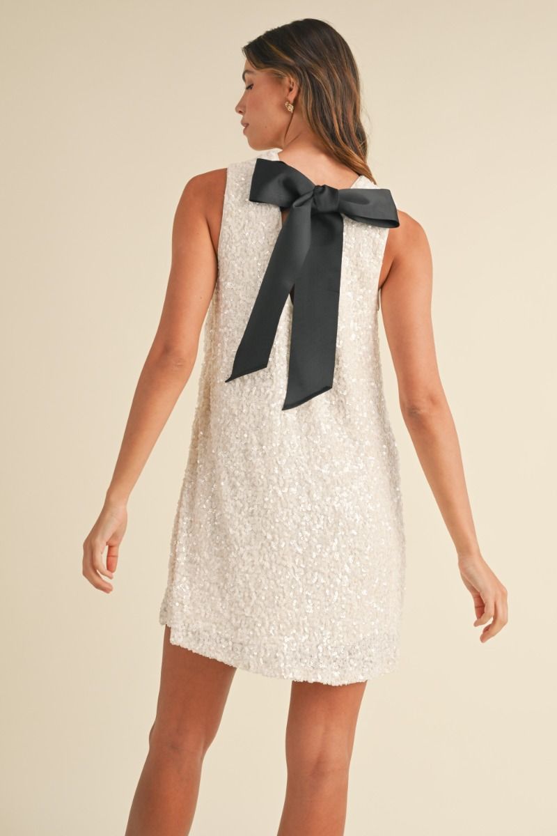 Sequin Tie Shift Dress